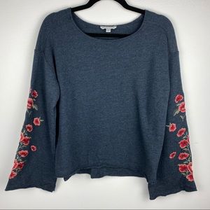 AEO Embroidered Bell Sleeve Sweatshirt